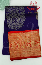 VIOLET COLOUR BODY IN FLORAL PATTERN WITH CONTRAST BLOUSE & BORDER