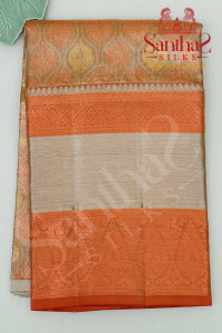 copper-colour-tissue-body-in-peacock-butta-with-self-border-blouse