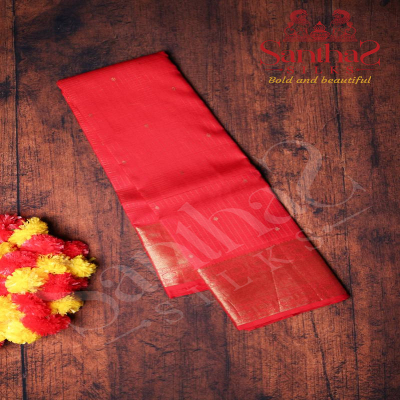 BLOOD RED COLOUR BODY WITH SELF BLOUSE & BORDER