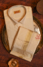 SANDAL COLOUR SHIRT WITH 4 YARD DHOTI