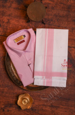 BABY PINK COLOUR COTTON SHIRT WITH 4 YARD DHOTI