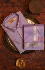 ELECTRIC LAVENDER COLOUR SHIRT WITH 4 YARD DHOTI