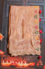 sandal-colour-fancy-ready-to-wear-saree-with-contrast-blouse