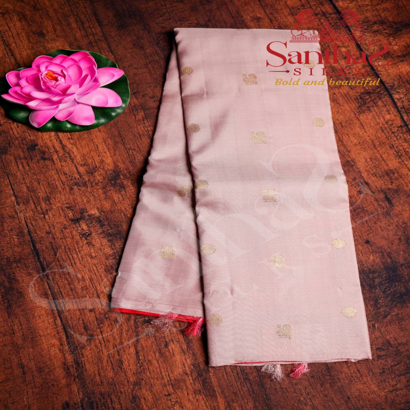 LIGHT PINK COLOUR BODY ANNAM ZARI BUTTA WITH CONTRAST BLOUSE & BORDER