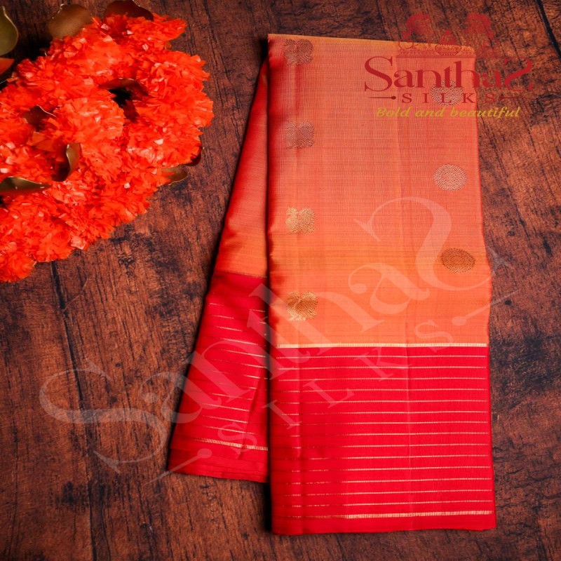 RUST COLOUR BODY ANNAM CHAKKARAM BUTTA WITH CONTRAST RED BORDER & BLOUSE