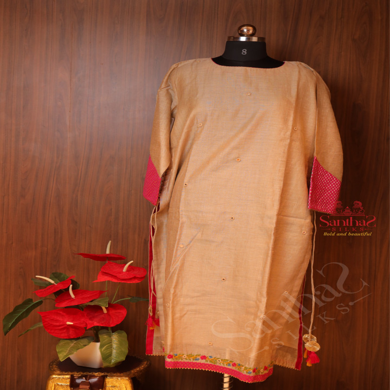 ASH GREY CHANDERI SALWAR SUIT
