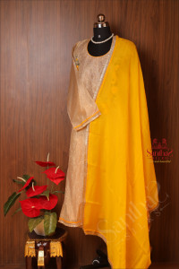 golden-tissue-semi-stitched-suit-with-embroidered-patch-work