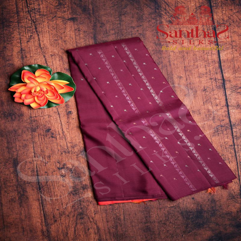 DARK MAROON COLOUR BODY WITH CONTRAST BLOUSE