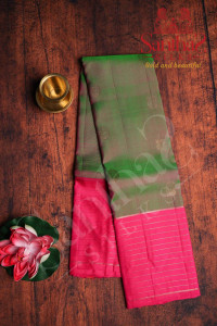 greenish-pink-colour-body-annam-chakkaram-butta-with-contrast-blouse-border