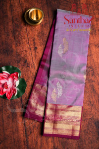 magenta-shade-silver-gold-zari-butta-with-contrast-blouse-border