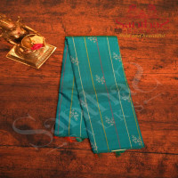 teal-blue-colour-body-strips-floral-butta-with-contrast-blouse
