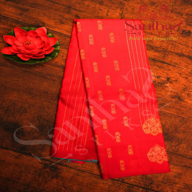 DARK PINK COLOUR BODY WITH GOLDEN ZARI MOTIF WITH CONTRAST BLOUSE