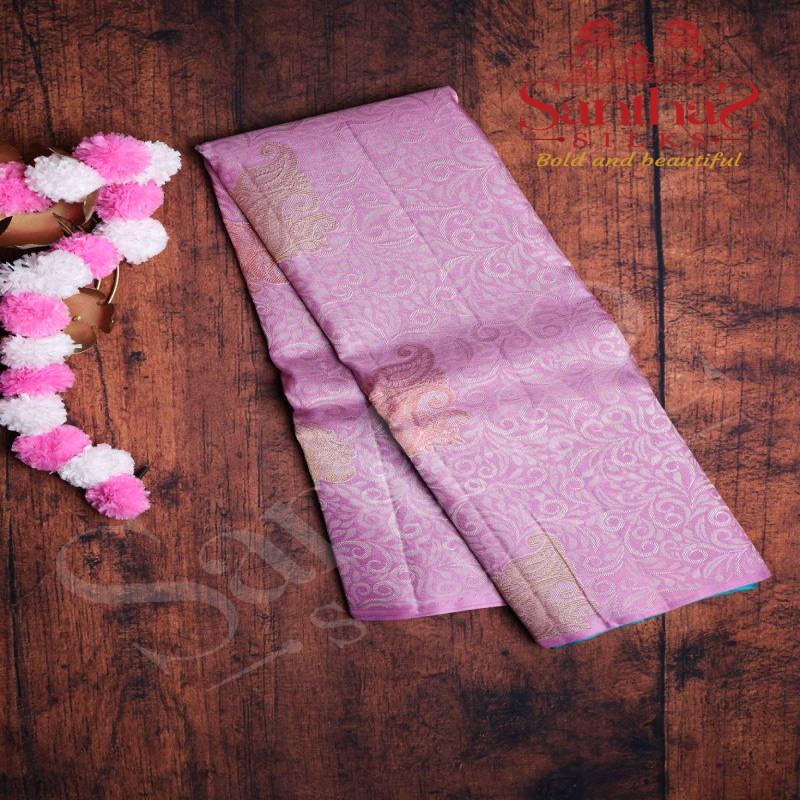 PINK COLOUR BODY LEAF PATTERN ALL OVER WITH CONTRAST BLOUSE