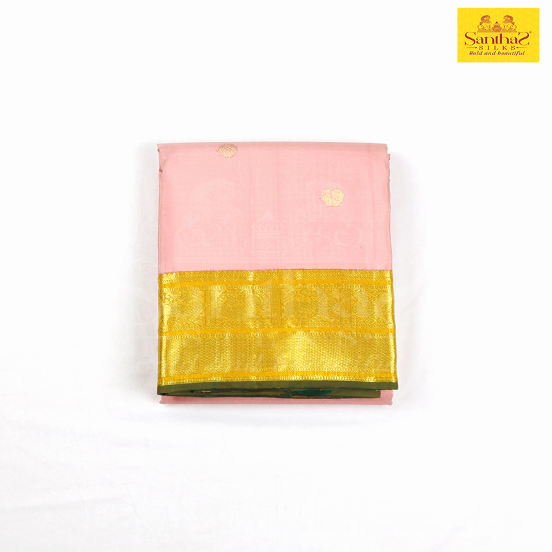 Keva Color Pure Silk with Contrast Yellow Zari Border