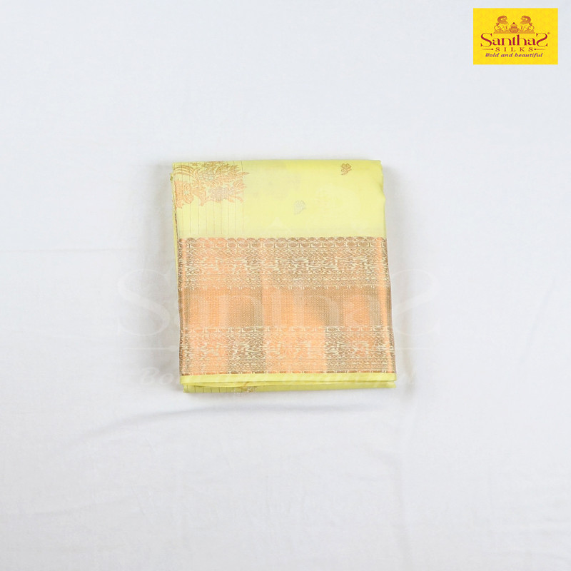 Sandal Yellow Pure Silk with Copper Zari Border
