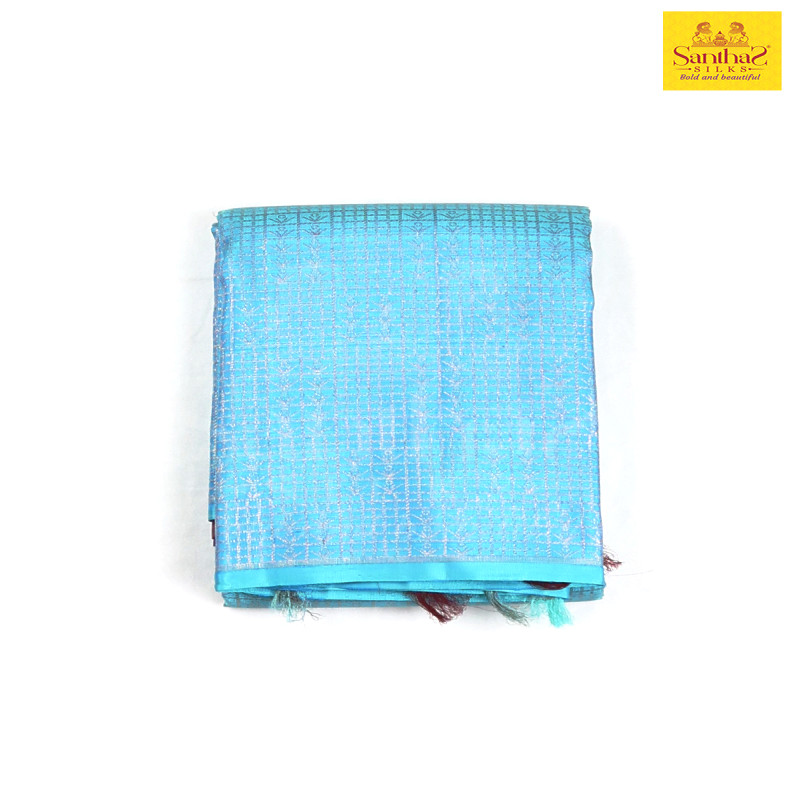 Anandha Blue with Red Half and Half Saree