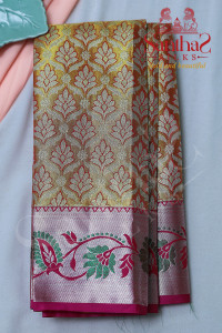 mustard-colour-tissue-body-with-pink-blouse-border