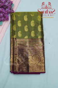 mehandhi-green-body-in-mango-jari-butta-with-contrast-blouse-border