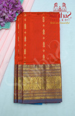 ORANGE COLOUR BODY WITH CONTRAST BLOUSE & BORDER