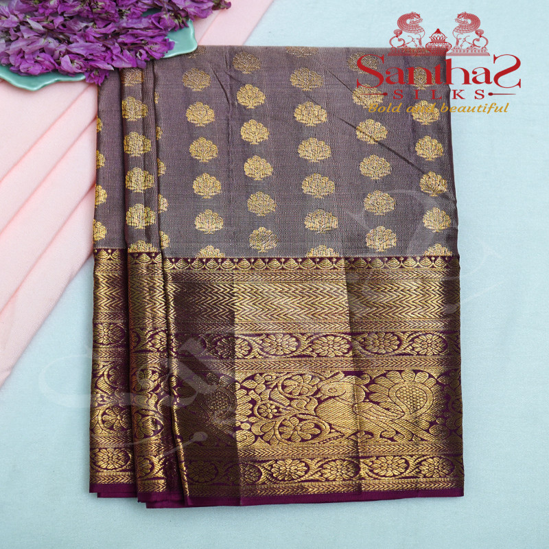 MAUVE COLOUR IN BODY WITH CONTRAST BLOUSE & BORDER