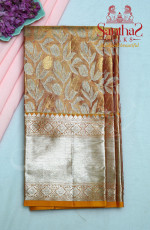 GOLDEN ORANGE TISSUE BODY WITH CONTRAST BLOUSE & BORDER
