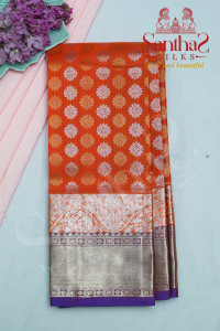 orange-colour-body-with-contrast-blouse-border