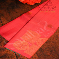 borderless-onion-pink-colour-body-with-peacocok-square-shape-motifs-and-contrast-blouse