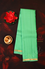 AQUA GREEN COLOUR WITH ONE INCH BORDER AND SELF COLOUR BLOUSE