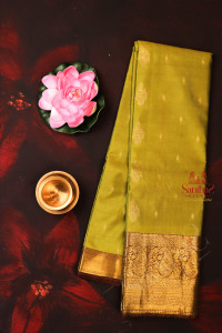 mehendhi-green-colour-body-with-golden-zari-buttas-with-contrast-blouse-border