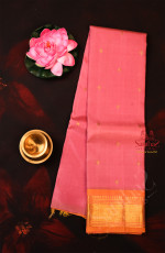 ONE SIDE BORDER LIGHT PINK COLOUR BODY WITH GOLDEN ZARI BUTTA WITHOUT BLOUSE