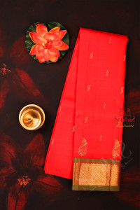 borderless-red-colour-body-with-golden-zari-butta-without-blouse