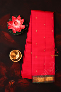 one-side-border-bright-pink-colour-body-with-golden-zari-butta-without-blouse