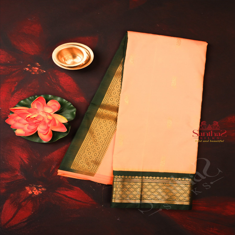 MANGO YELLOW COLOUR BODY WITH GOLDEN ZARI BUTTAS & SINGLE SIDE BORDER AND CONTRAST PALLU WITHOUT BLOUSE