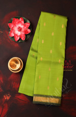 ONE SIDE BORDER YELLOW GREEN COLOUR BODY WITH GOLDEN ZARI BUTTA & WITHOUT BLOUSE