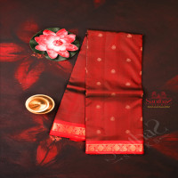 maroon-colour-body-with-golden-zari-butta-with-contrast-blouse-border