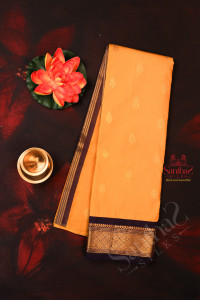 oneside-border-fire-yellow-colour-body-with-golden-zari-butta-without-blouse
