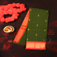 one-side-border-olive-green-colour-body-with-golden-zari-butta-without-blouse