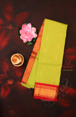 ONESIDE BORDER SHEEN GREEN COLOUR BODY WITH GOLDEN ZARI BUTTA & WITHOUT BLOUSE