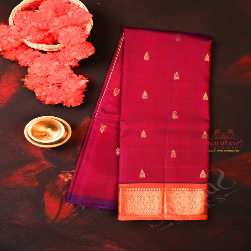 ONESIE BORDER DUAL SHADE PURPLE COLOUR BODY WITH GOLDEN ZARI BUTTA & WITHOUT BLOUSE