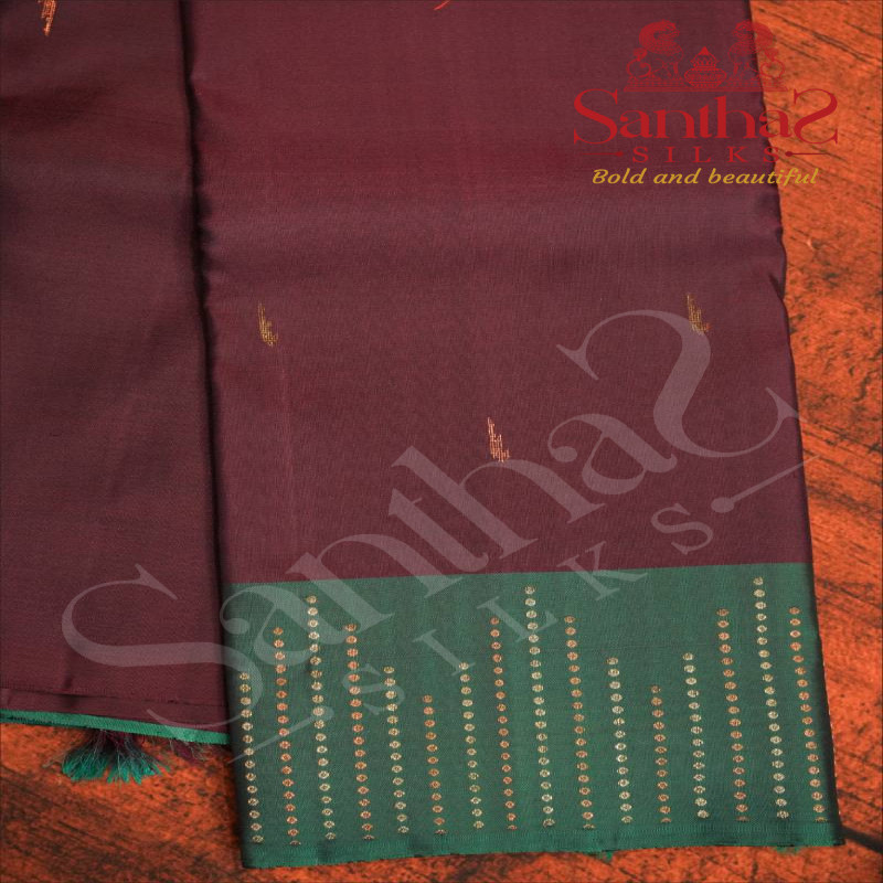 PURPLE COLOUR BODY WITH COPPER AND SILVER ZARI BUTTAS AND CONTRAST BLOUSE