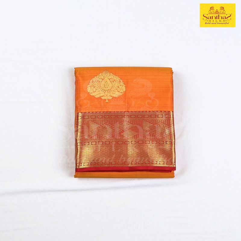 Mustard Yellow Pure Silk with Magenta Zari Border
