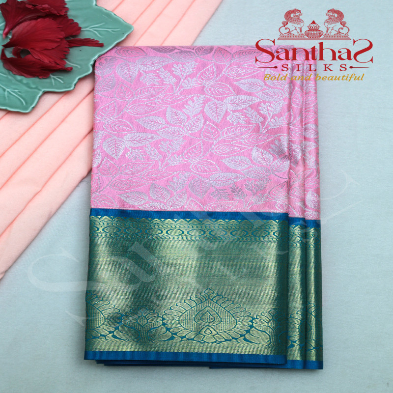 BABY PINK IN BODY WITH CONTRAST BLOUSE & BORDER