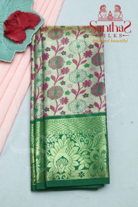 golden-colour-tissue-in-floral-body-with-contrast-blouse-border