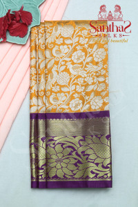 mango-yellow-in-body-zari-floral-with-contrast-blouse-border