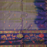 DUAL SHADE BLUE COLOUR BODY WITH GOLDEN ZARI LEAF BUTTA WITH CONTRAST BLOUSE & BORDER