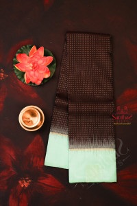 coffee-brown-colour-body-with-golden-zari-rain-drop-butta-with-contrast-blous-border