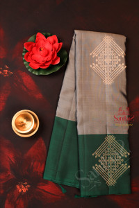 grey-colour-body-with-golden-zari-kolam-butta-with-contrast-blouse-border