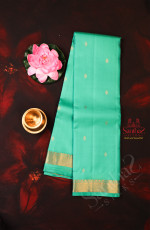 AQUA BLUE COLOUR BODY WITH SMALL BUTTAS AND SELF COLOUR PALLU WITH SELF COLOUR BLOUSE