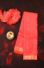 ORANGISH RED COLOUR BODY WITH SMALL BUTTAS AND SELF COLOUR PALLU WITH SELF COLOUR BLOUSE