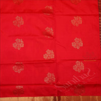 RED COLOUR BODY WITH GOLDEN ZARI BUTTA WITH CONTRAST BLOUSE & PALLU
